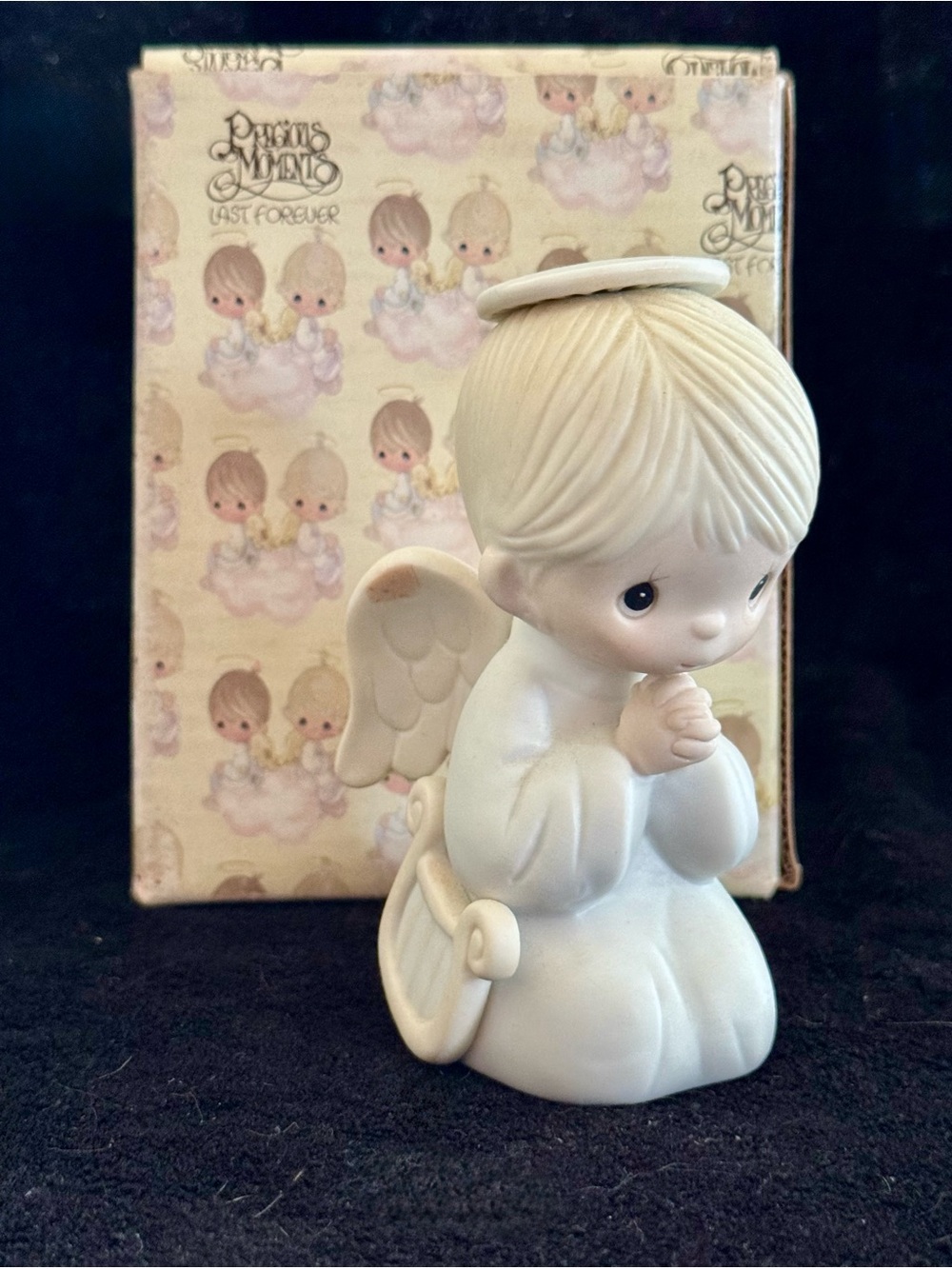Precious Moments Cream Kneeling Angel Figurine with Halo